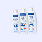 Badezeit Routine Bundle mit Pflegelotion, Pflegebad und Pflegemilch, für Gesicht, Körper und Haare.