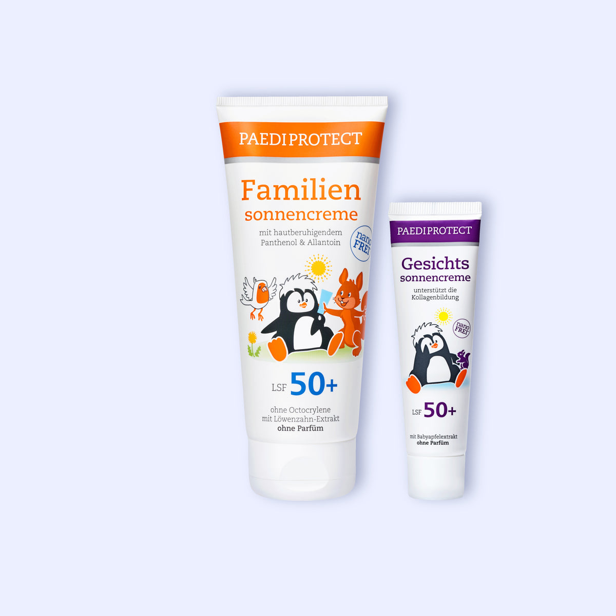 Bundle aus Familiensonnencreme LSF 50+ und Gesichtssonnencreme LSF 50+, für Gesicht und Körper.