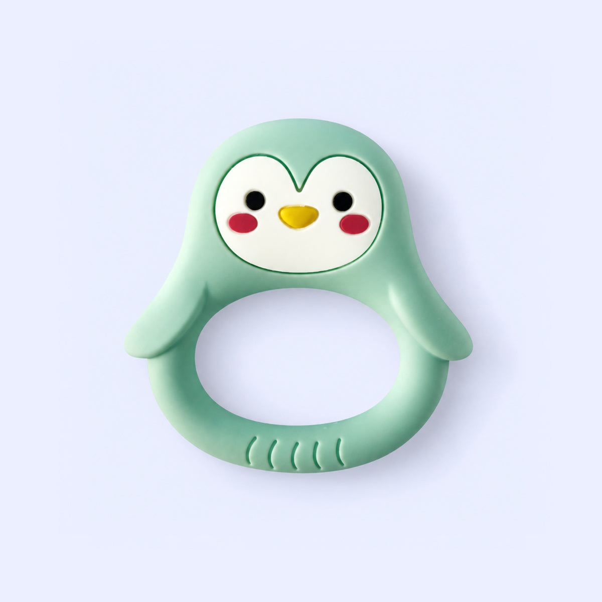 Mintfarbener Pinguin-Beißring von PAEDIPROTECT mit Greifring.