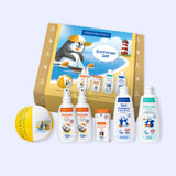 PAEDIPROTECT Sommer Set mit Sonnenspray, Sonnenfluid, After Sun, Shampoo und Wasserball, für Gesicht und Körper.