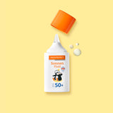 PAEDIPROTECT Sonnenfluid LSF 50+ in der Flasche mit oranger Kappe.