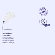 Textur der Pflegemilch mit Baumwollextrakt, vegan.
