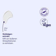 Textur der After Sun Lotion mit Goldalgenextrakt, vegan.