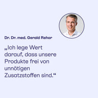Dr. Dr. med. Gerald Rehor: PAEDIPROTECT Produkte frei von unnötigen Zusatzstoffen.