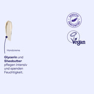 Textur der Handcreme mit Glycerin und Sheabutter, vegan.
