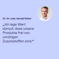 Dr. Dr. med. Gerald Rehor: PAEDIPROTECT Produkte frei von unnötigen Zusatzstoffen.
