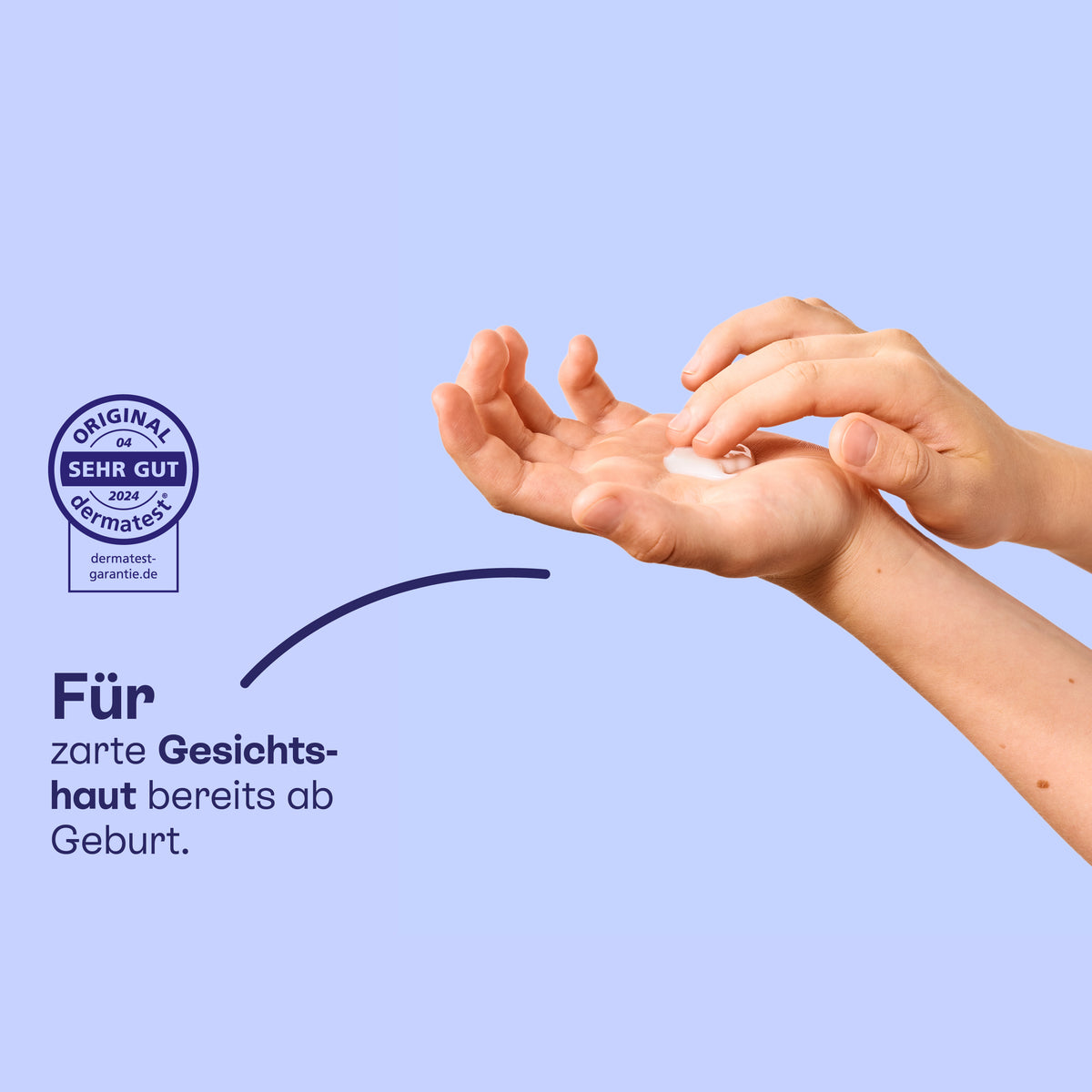 Gesichtspflege auf der Hand, für zarte Gesichtshaut ab 6 Monaten.