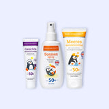Sommer-Sonnenschutz-Bundle mit Gesichtssonnencreme, Sonnenspray und Meeressonnencreme, für Gesicht und Körper.