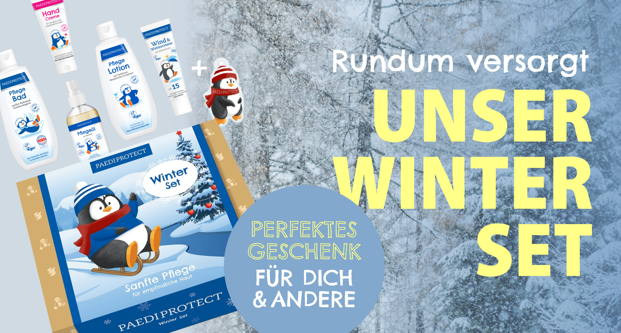 Winter Set a group of products on a snowy background