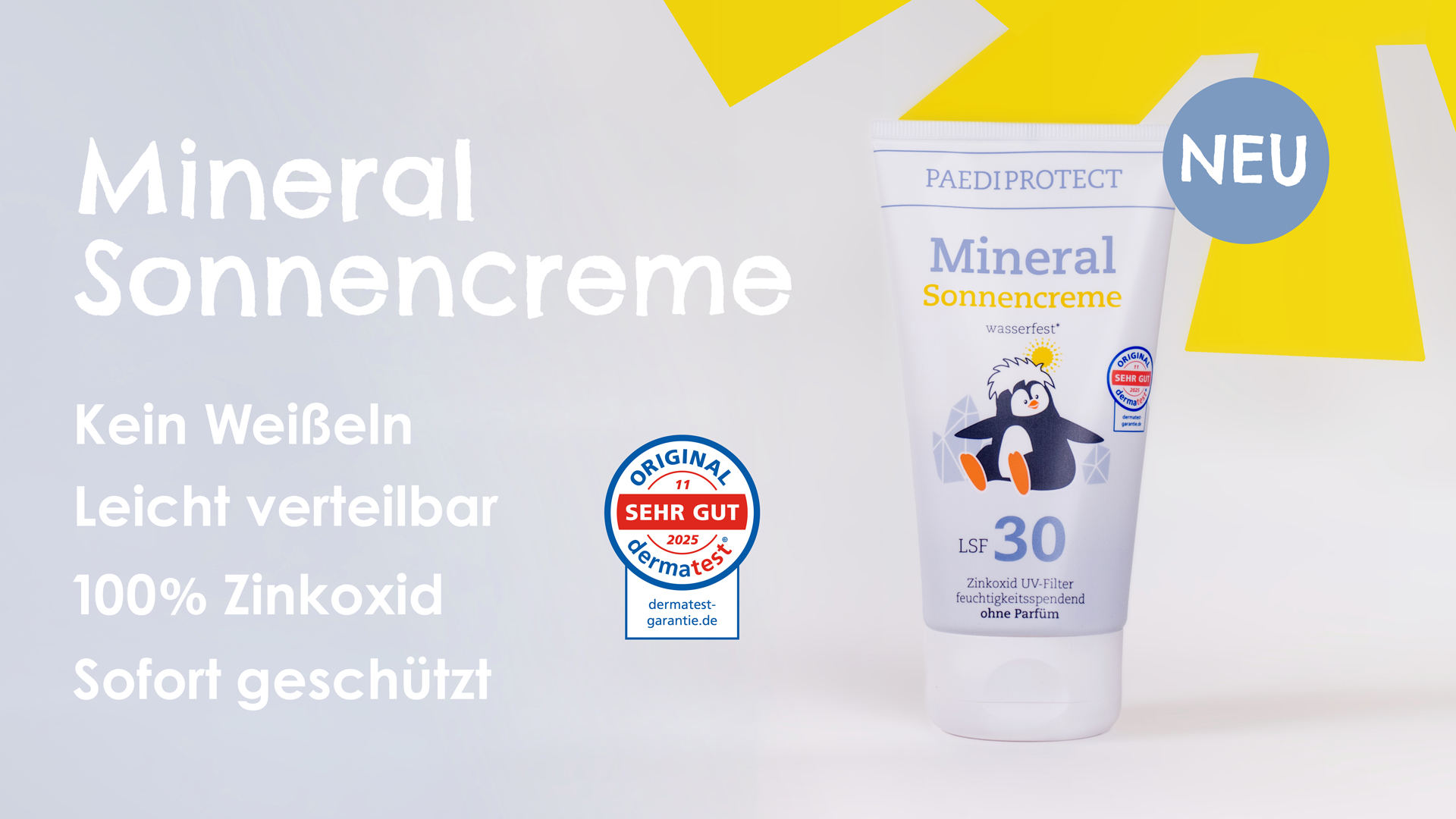 _2603_MineralSonnencreme_WebBanner PAEDIPROTECT Mineralische Sonnencreme ohne Weißeln