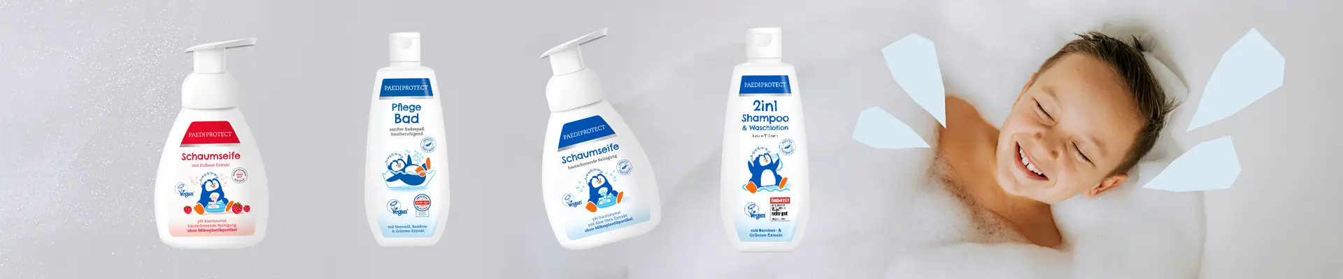 PAEDIPROTECT Badezusatz und Reinigungsprodukte für Babys, Kinder und alle mit sensibler Haut.
