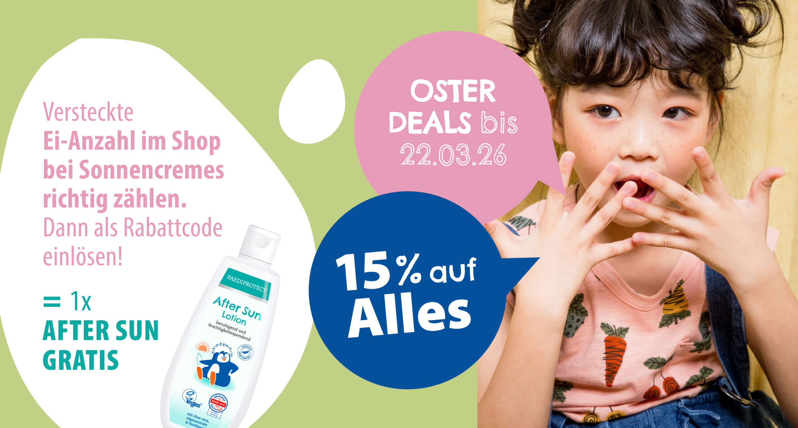 PAEDIPROTECT Sonnencreme & Hautpflege Oster-Aktion -15 % Rabatt auf alle Produkte