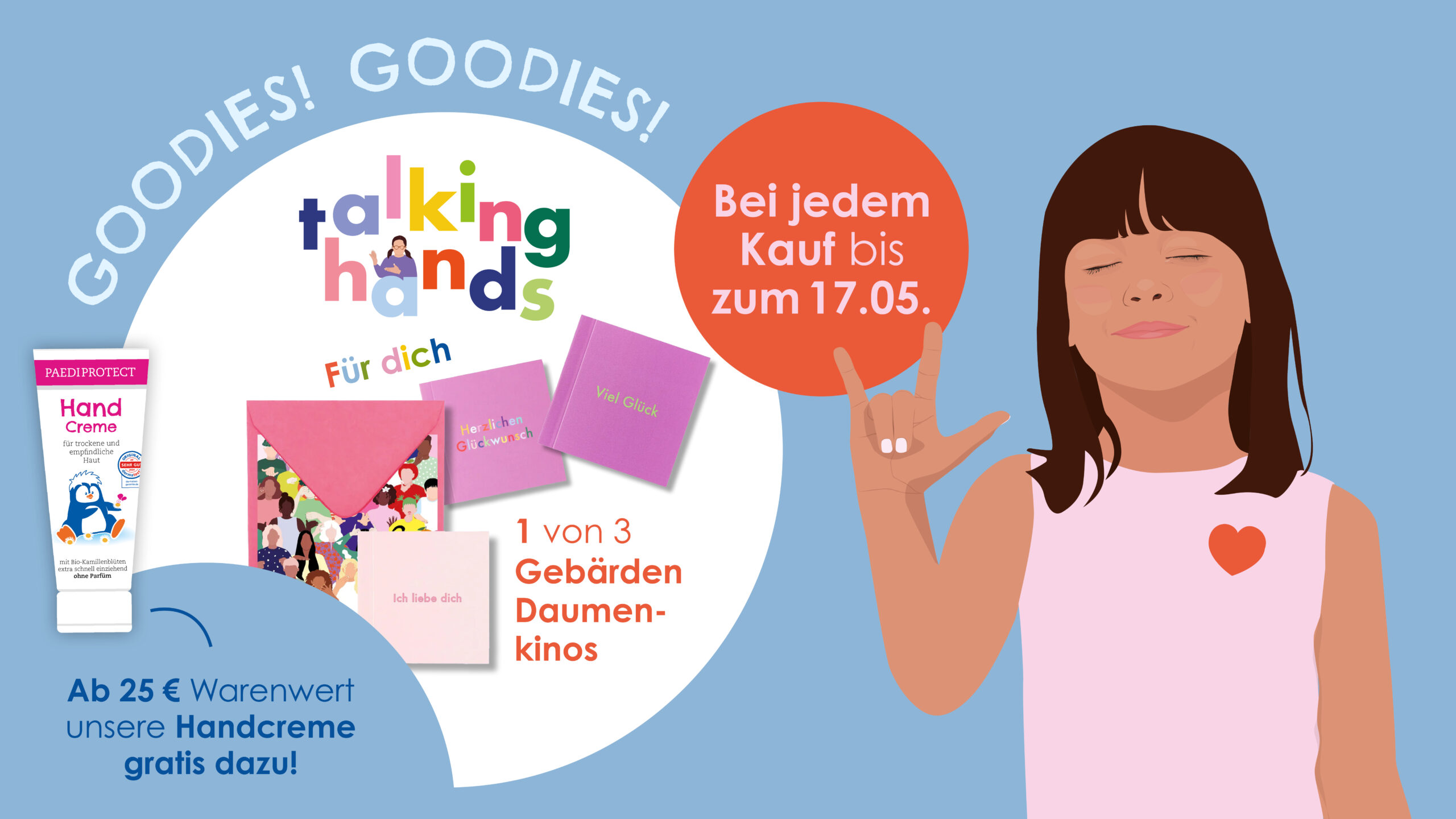 Talking Hands & PAEDIPROTECT Aktion mit Geschenken und Handcreme