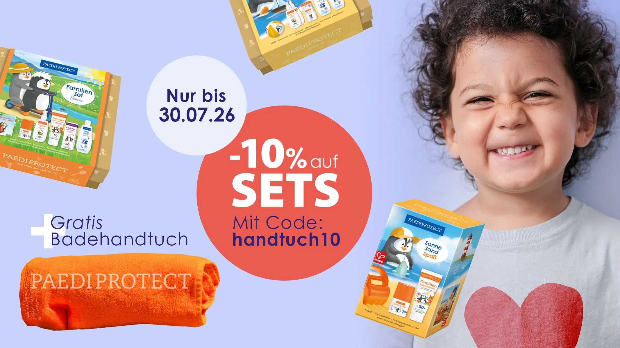 Badehandtuch gratis Auf alle Sets 10% Rabatt plus Badehandtuch gratis dazu