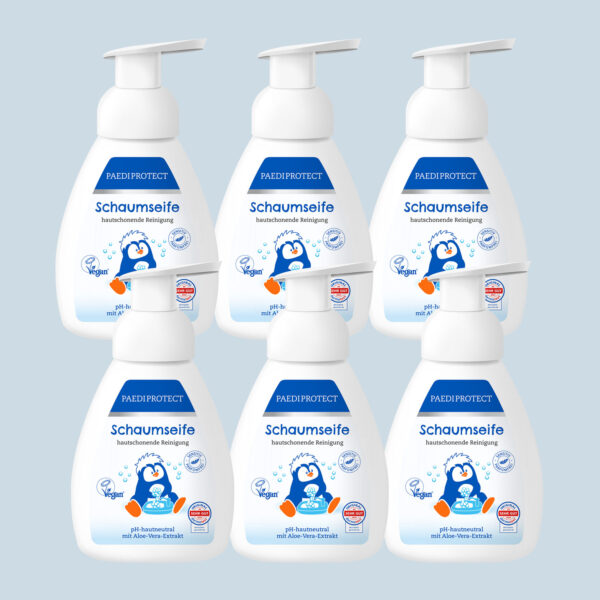 a group of bottles with a blue and white label