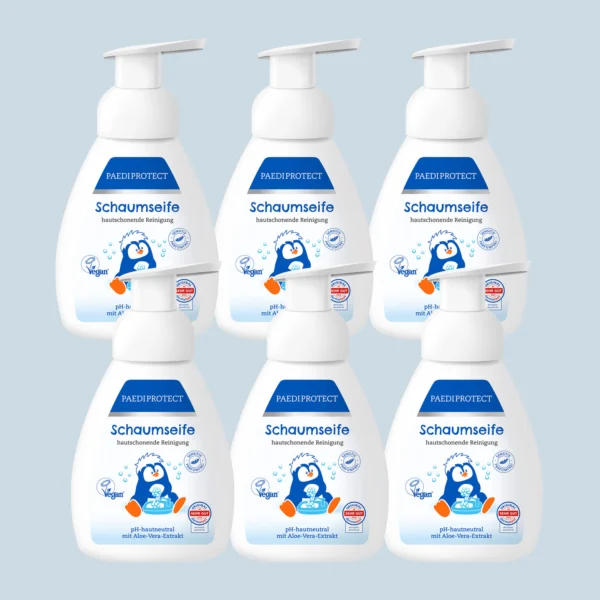 a group of bottles with a blue and white label