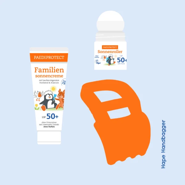 PAEDIPROTECT Sonne Strand Spaß Set mit Hape Handbagger