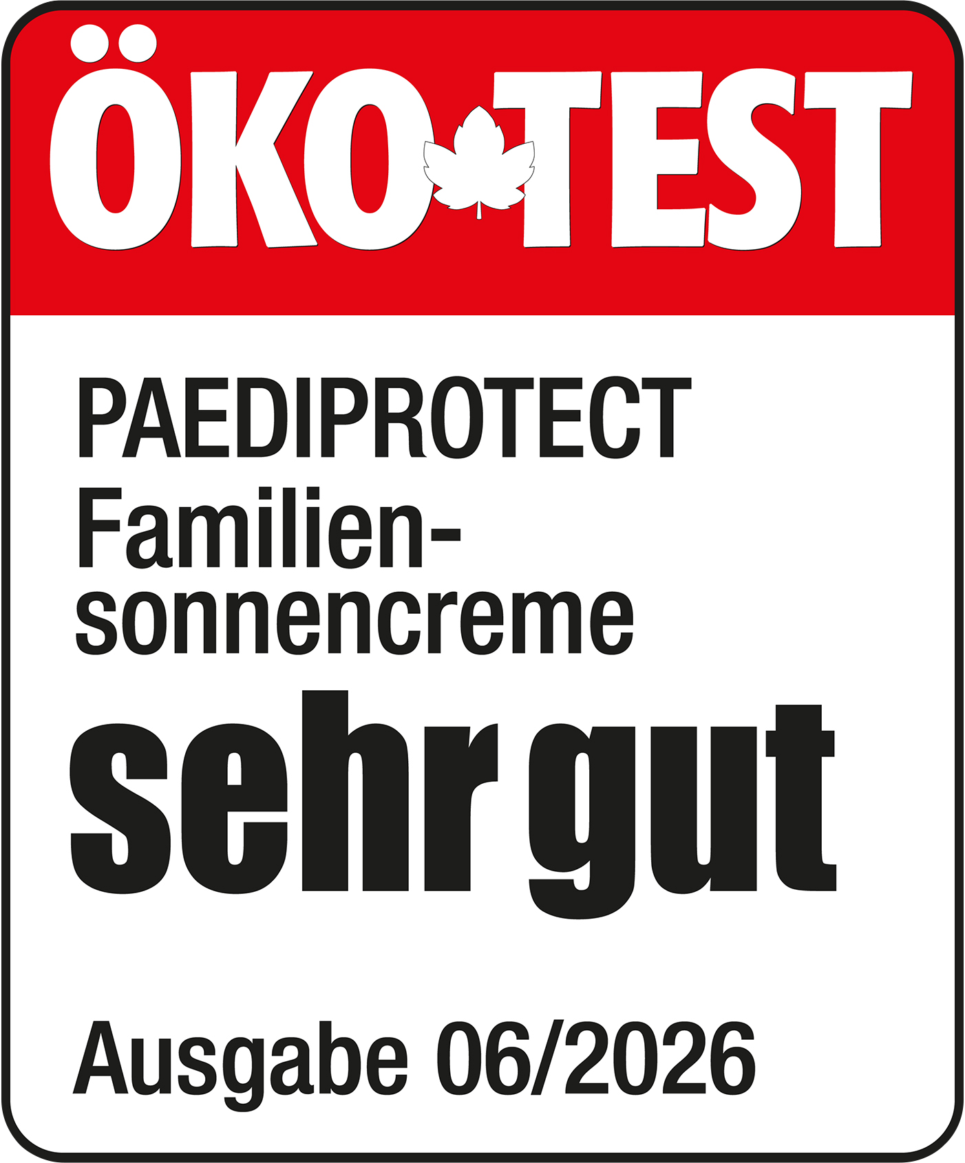 Tests und Zertifikate der Hautpflegemarke PAEDIPROTECT 5 ÖKO-TEST Siegel