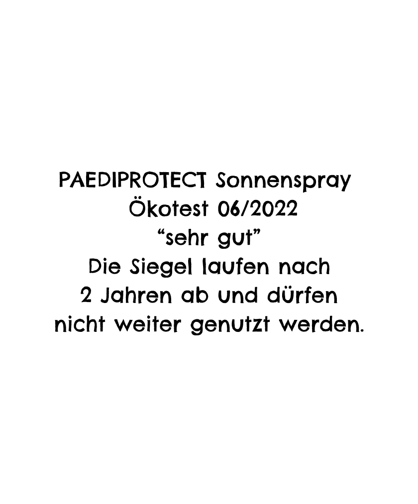 Tests und Zertifikate der Hautpflegemarke PAEDIPROTECT 8 ÖKO-TEST Siegel