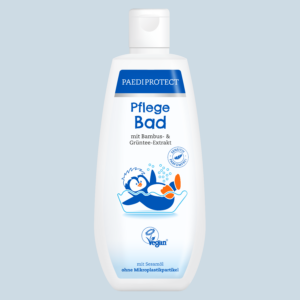 a white bottle with blue label - PAEDIPROTECT Pflegebad