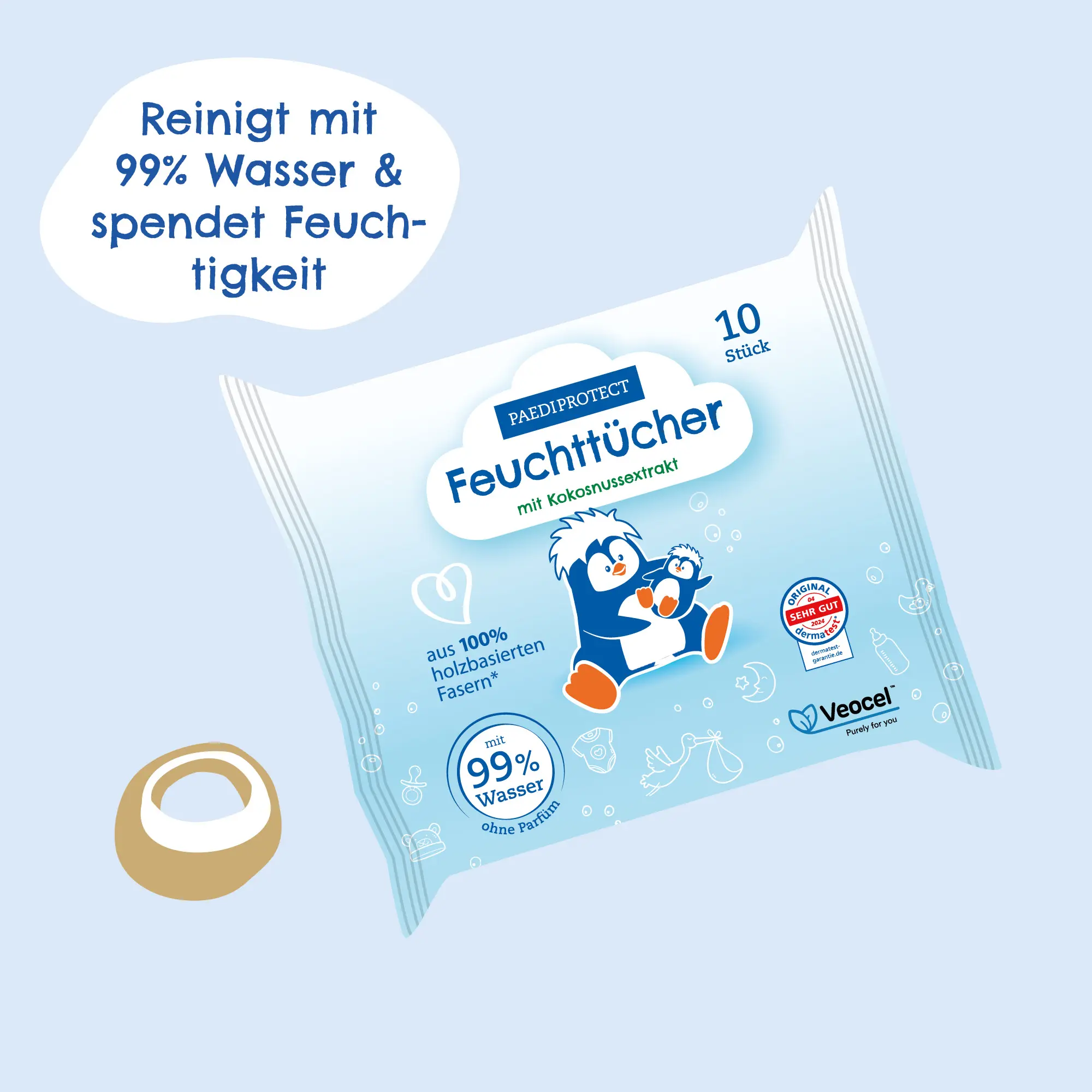 Feuchttücher Baby sensitiv – 99% Wasser & ohne Parfüm 4 Ultra sanfte Baby Feuchttücher