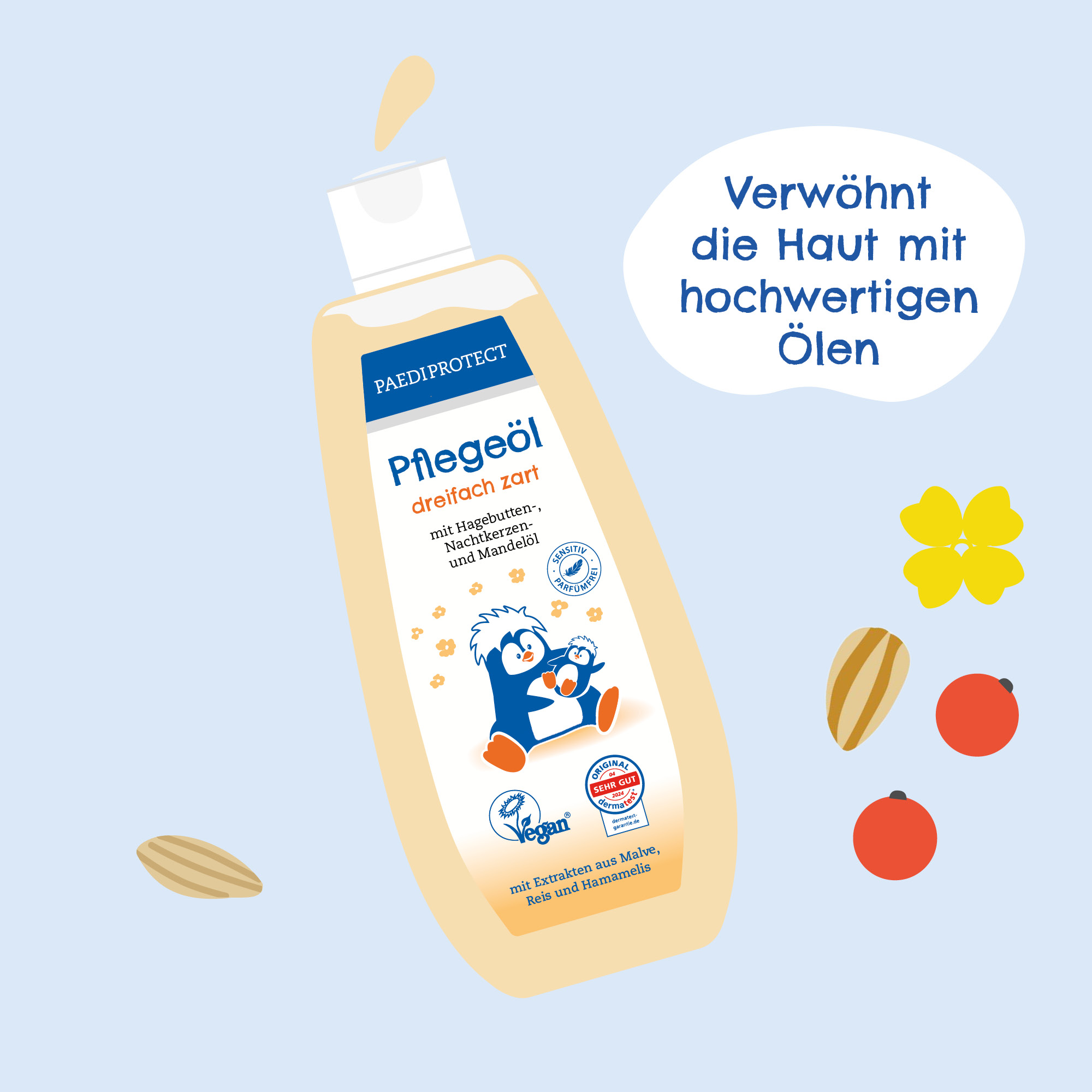 Hallo Baby Hautpflege Set - das beste Geschenk zur Geburt 13 Paediprotect Pflegeoel 200ml 4260401410747 B3